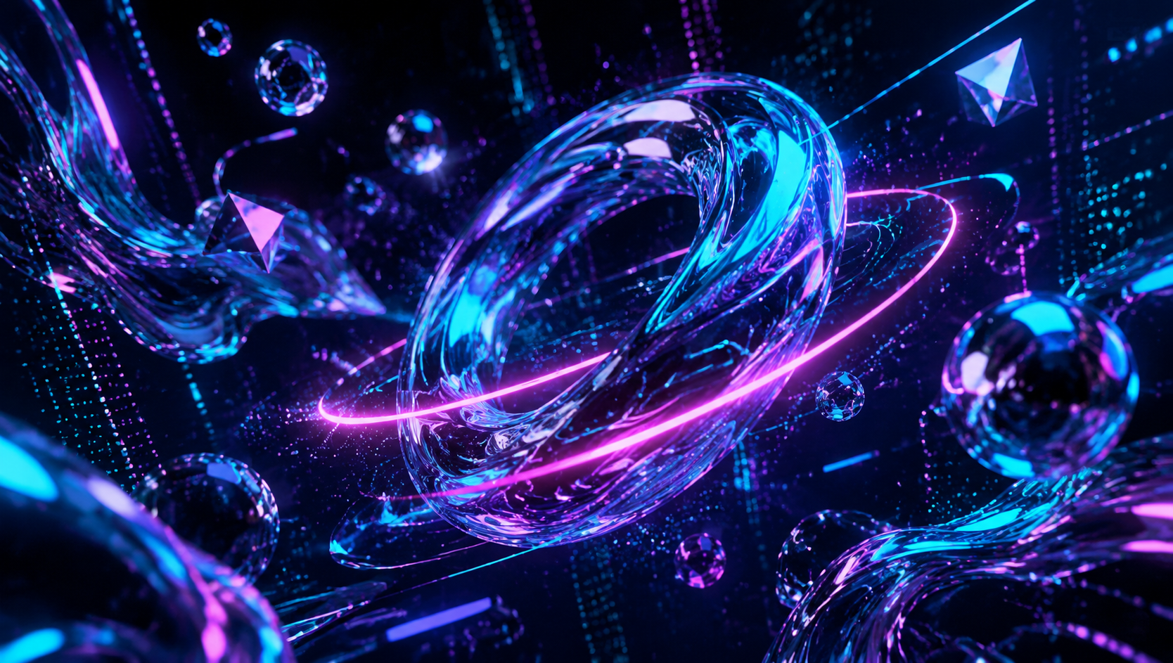 Estrutura 3D abstrata neon
